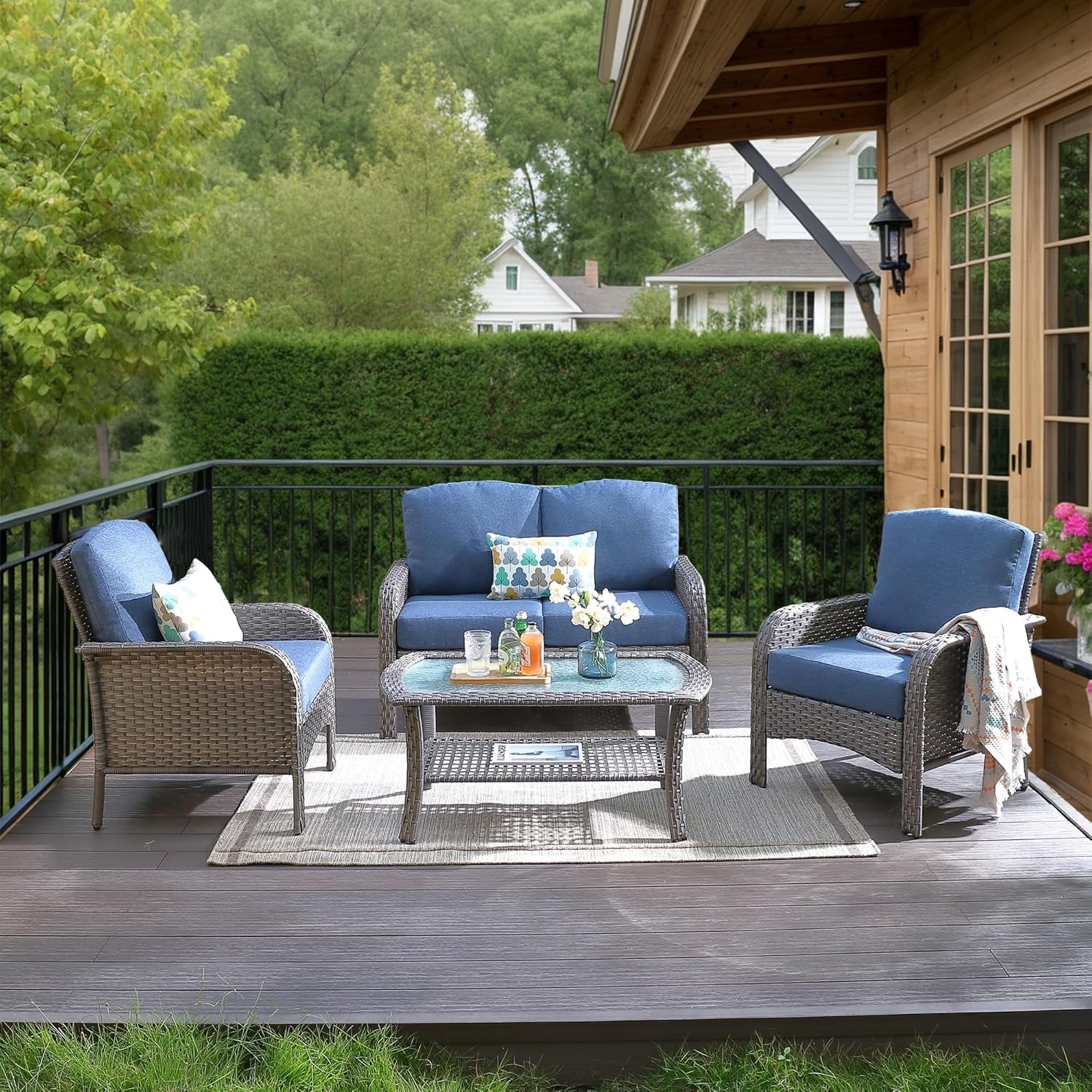 Stylish Outdoor Wicker Furniture Set with Comfortable Seating-0