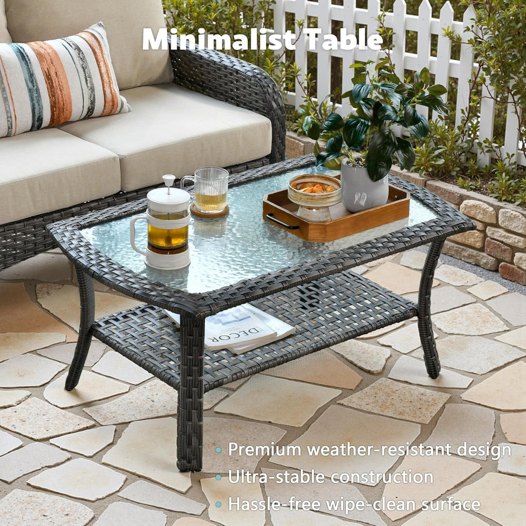 All Weather Wicker Patio Furniture Set with Cushions-3